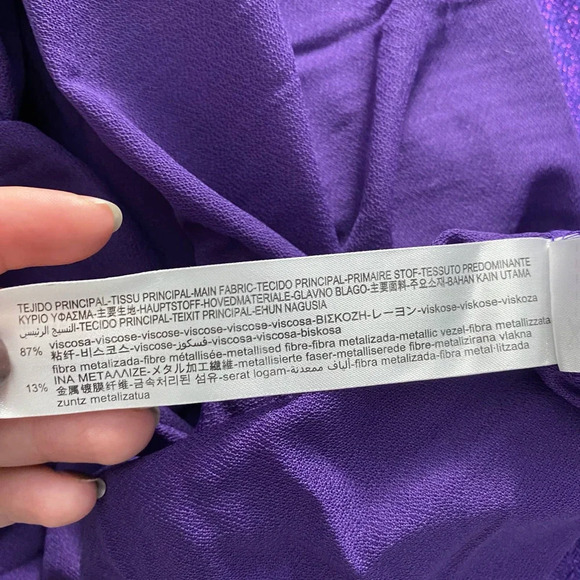 Zara Dress Metallic Thread Shimmer Long Knit Maxi Cape Purple Size US Small - Picture 12 of 12